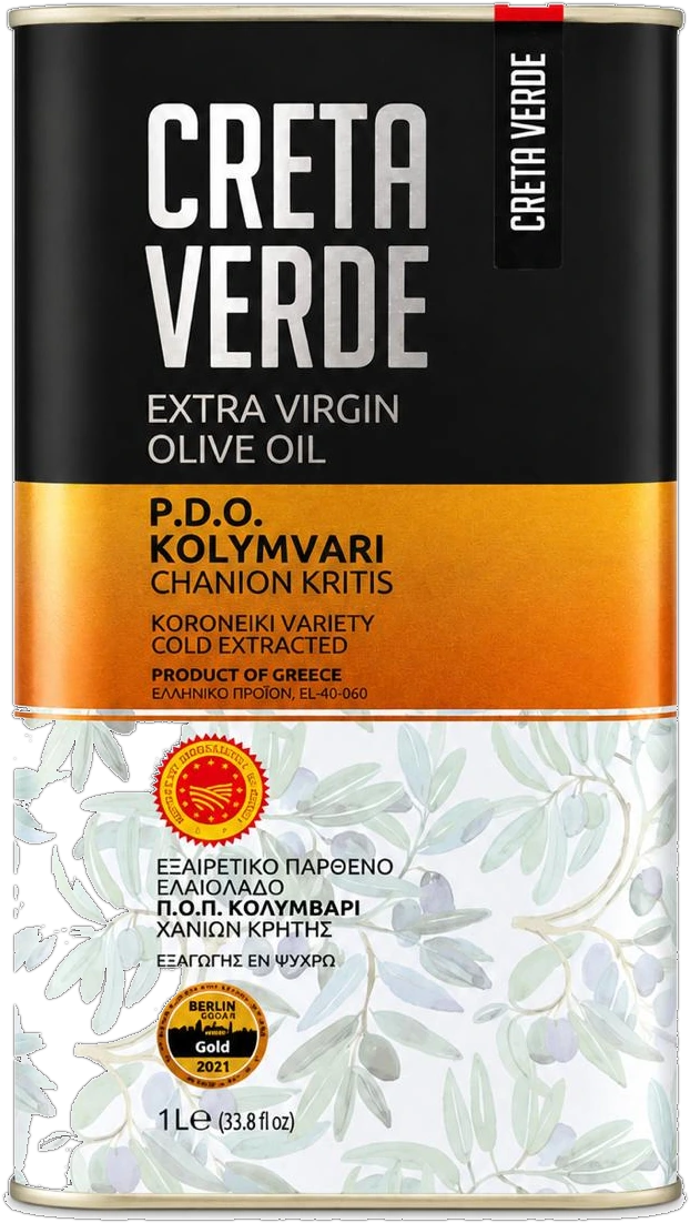 Creta Verde 1 litre extra virgin olive oil tin, PDO Kolymvari